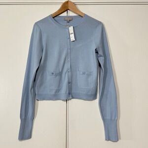 NWT J. Crew Sz S Crewneck Cardigan in Premium Ultrafine Cotton $81 - Flaw